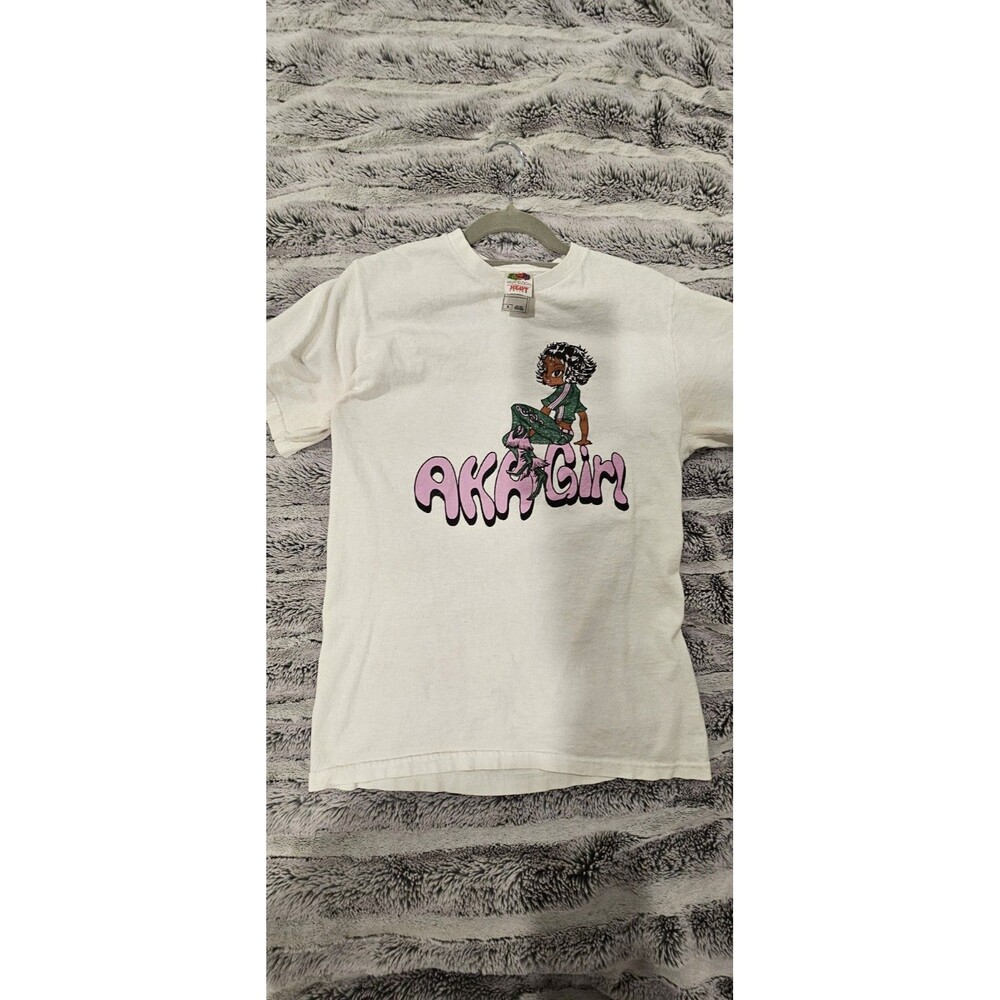 Vintage 90s AKA White T-Shirt Alpha Kappa Alpha Sorority Graphic